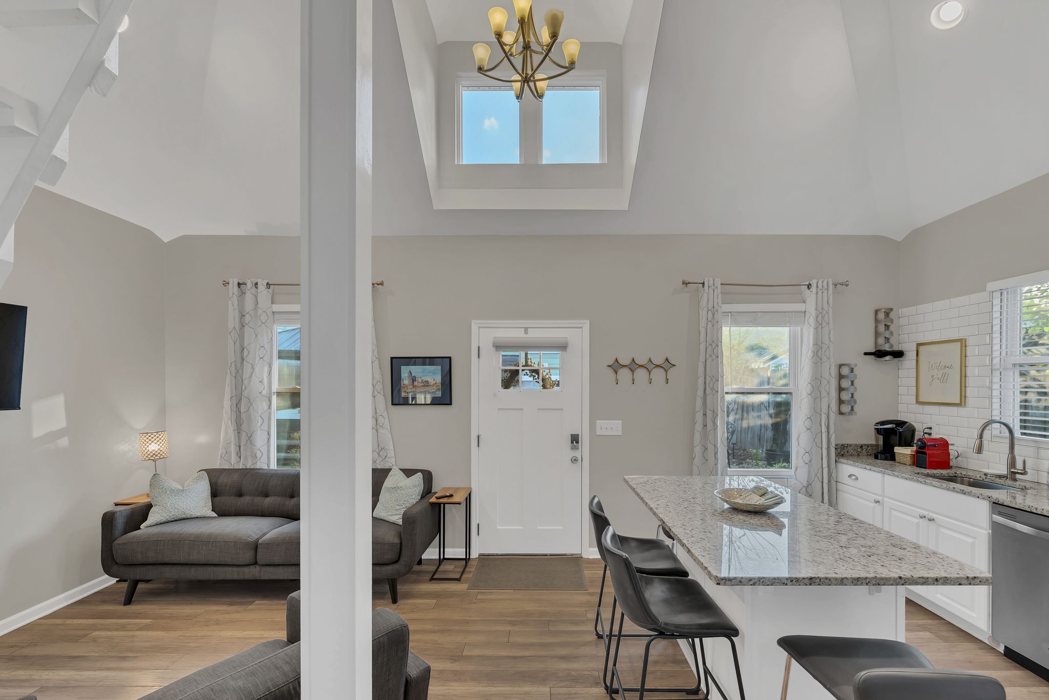 The light-filled guesthouse interior